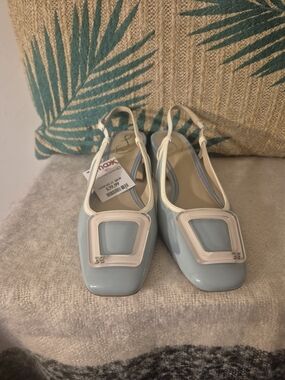 Sam Edelman Pale Blue and White Slingback Heels Sz 7M
